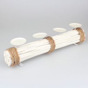 Adventný svietnik ratanový biely 55cm