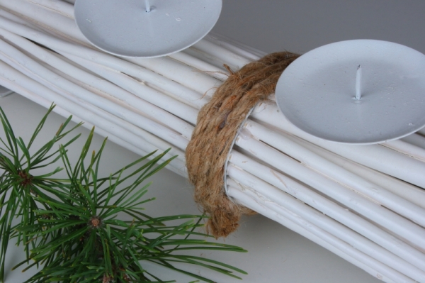 Adventný svietnik ratanový biely 55cm