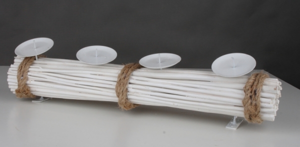 Adventný svietnik ratanový biely 55cm