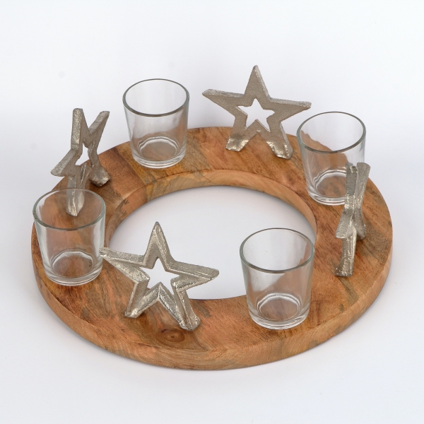 Adventný svietnik z dreva 30x12cm - vyřezeno