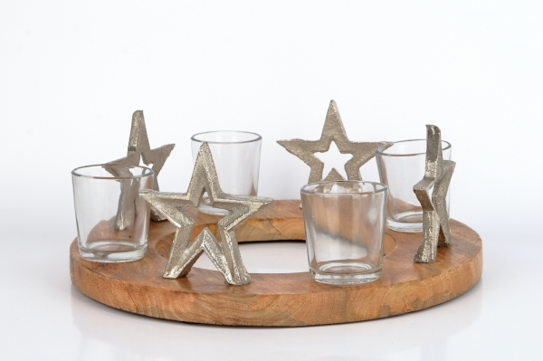 Adventný svietnik z dreva 30x12cm - vyřezeno