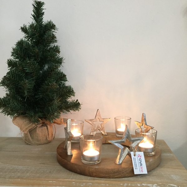 Adventný svietnik z dreva 30x12cm - vyřezeno