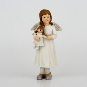 Anjel dievčatko s bielou bábikou 16cm
