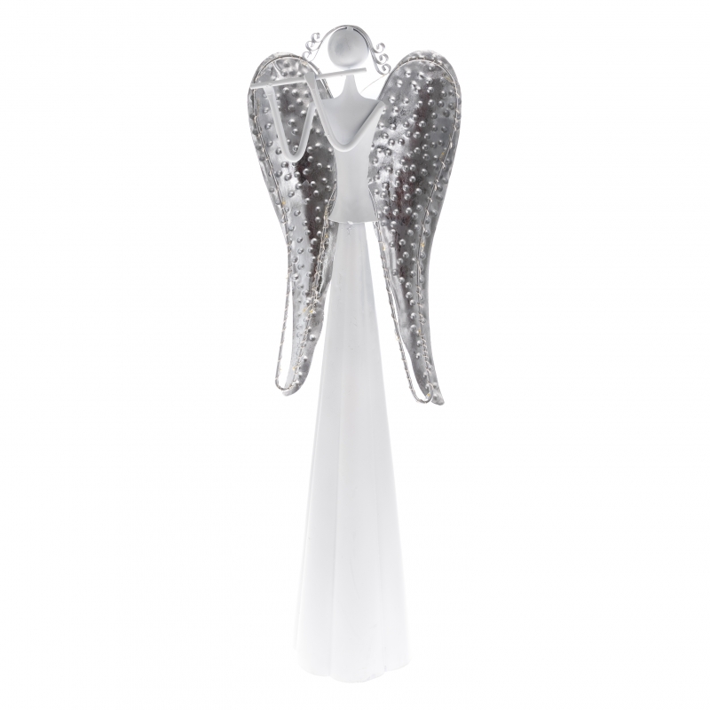 Anjel kovový s flautou LED