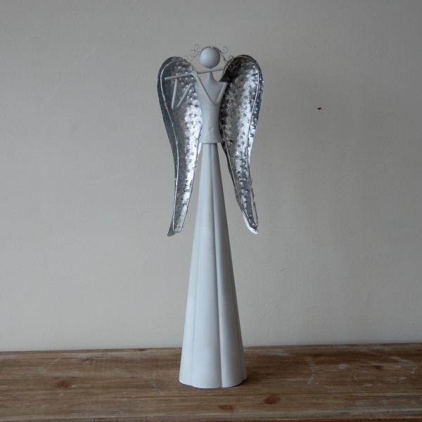 Anjel kovový s flautou LED