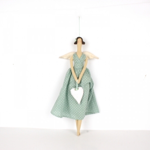 Anjel látkový - Andelko v zelených šatách 45cm