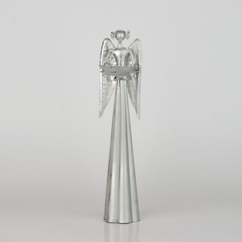 Anjel plechový s miskou na sviečku 25,5cm