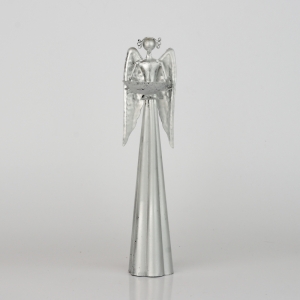 Anjel plechový s miskou na sviečku 25,5cm