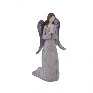 Anjel s kovovými krídlami modliaci sa 19cm