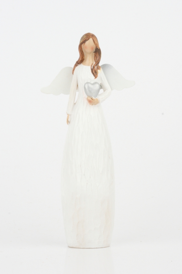 Anjel so strieborným srdcom na dlani 16cm