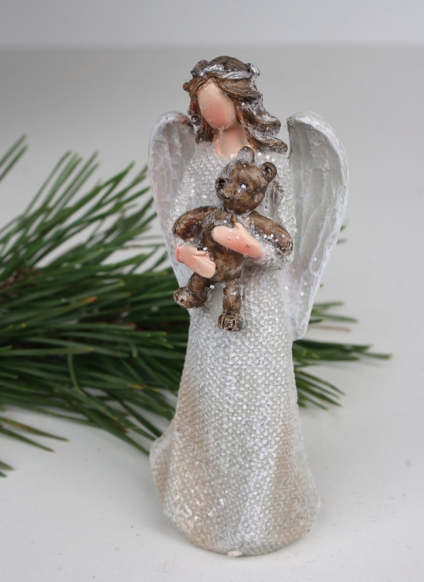 Anjel soška s medvedíkom 9,5cm