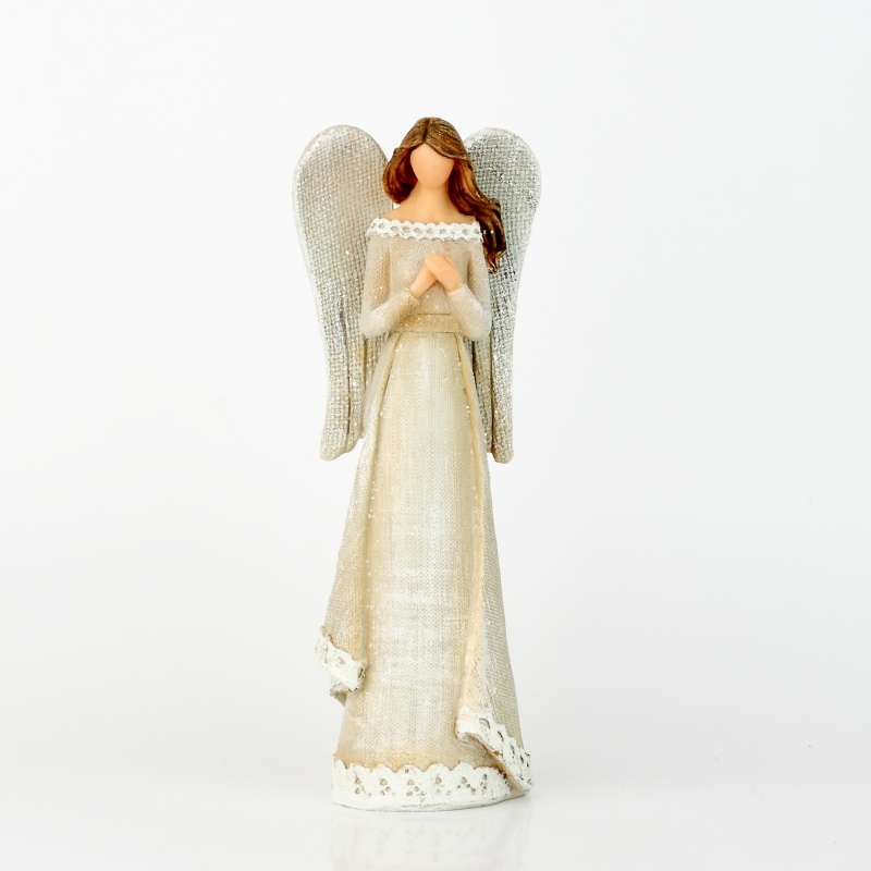 Anjel v šatách s čipkou Modlitba 24cm