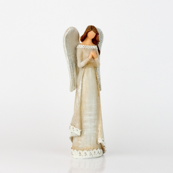 Anjel v šatách s čipkou Modlitba 24cm