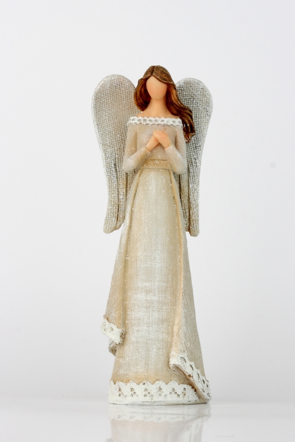 Anjel v šatách s čipkou Modlitba 24cm