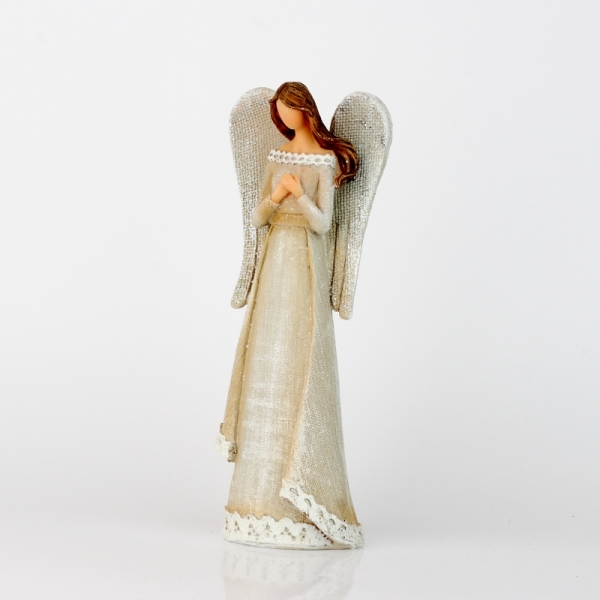Anjel v šatách s čipkou Modlitba 24cm