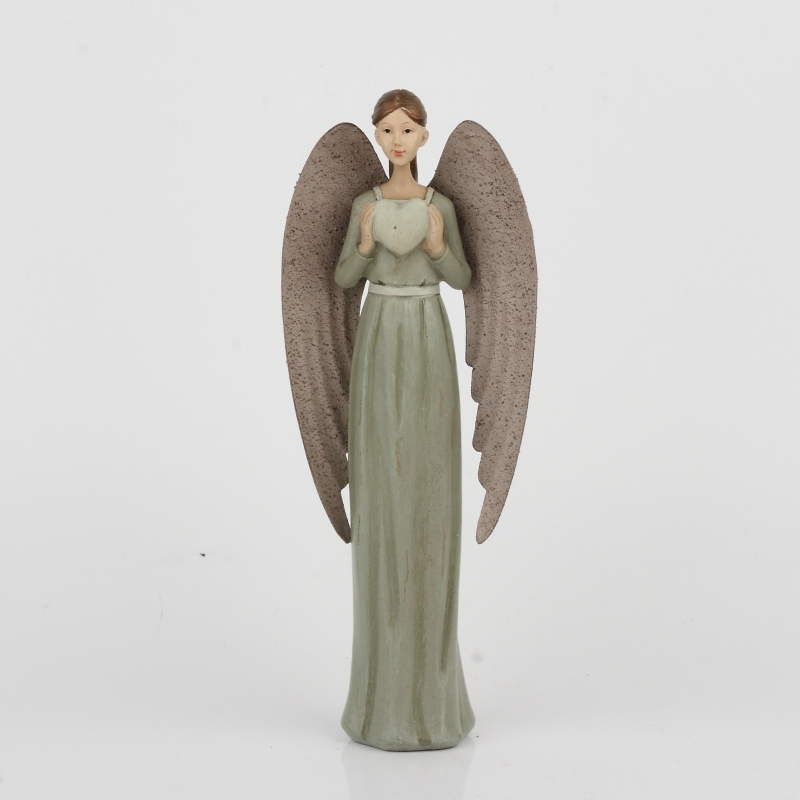 Anjel v zelených šatách s veľkými krídlami 26cm