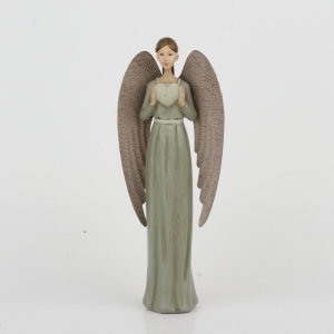 Anjel v zelených šatách s veľkými krídlami 26cm