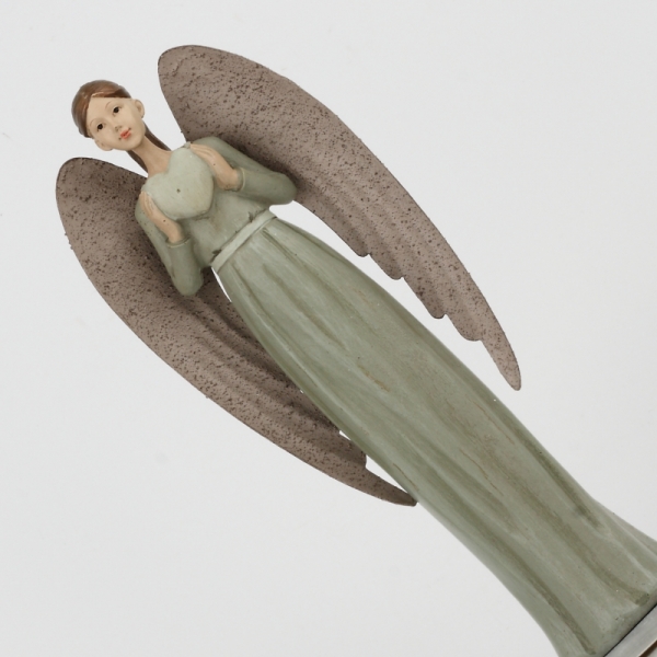 Anjel v zelených šatách s veľkými krídlami 26cm