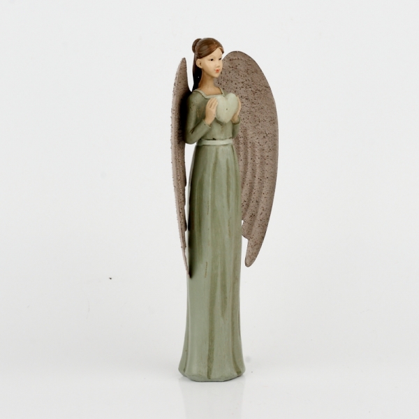 Anjel v zelených šatách s veľkými krídlami 26cm