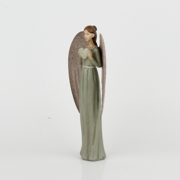 Anjel v zelených šatách s veľkými krídlami 26cm