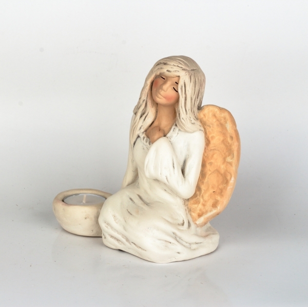 Anjel víla sediaci 17cm svietnik