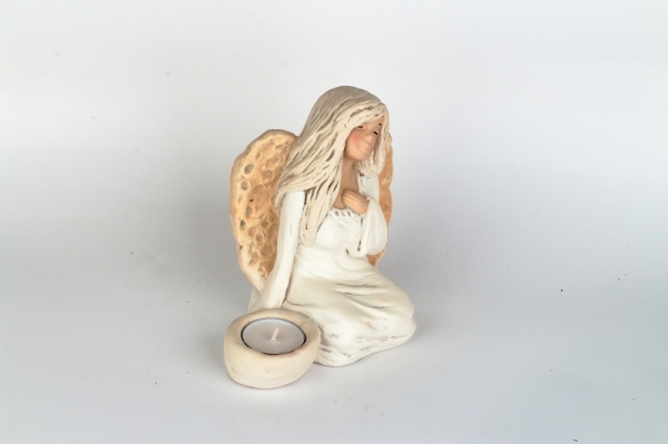 Anjel víla sediaci 17cm svietnik