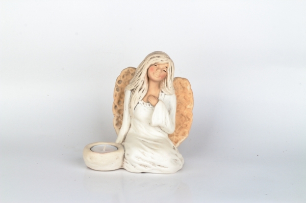 Anjel víla sediaci 17cm svietnik