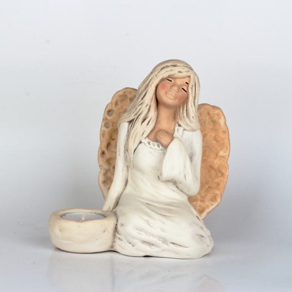 Anjel víla sediaci 17cm svietnik