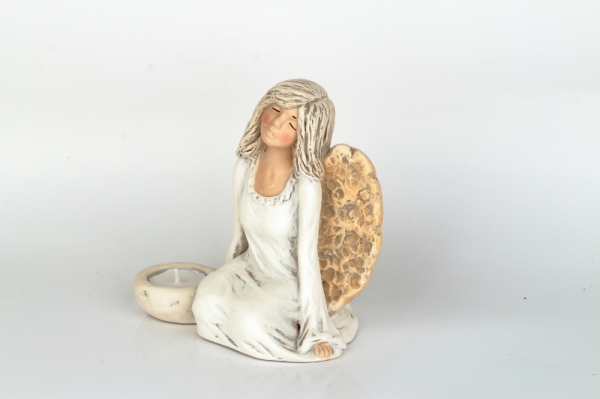 Anjel víla sediaci svietnik 17cm