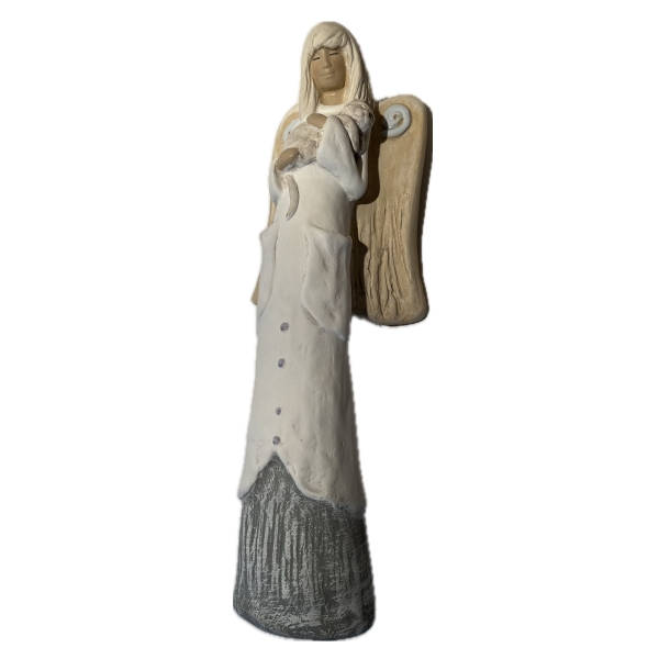 Anjelka s mačkou v náručí 34cm