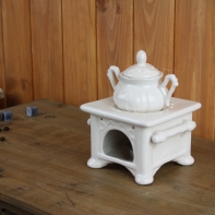 Aróma lampa - kachle s kanvičkou biele 13x13cm