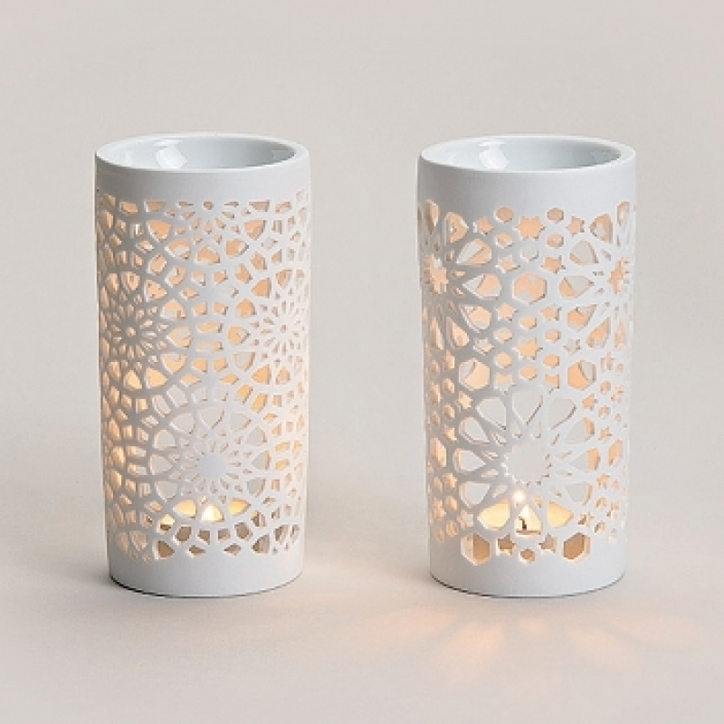 Arómalampa biela zdobená 14cm dek6945