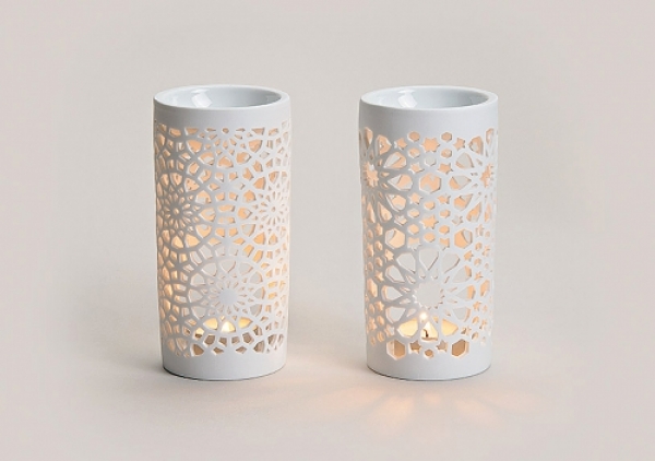 Arómalampa biela zdobená 14cm dek6945