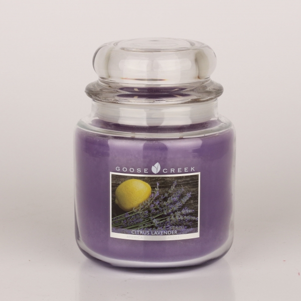 Aromatická sviečka v doze citrusová levanduľa Goose Creek 450g