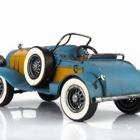 Železné modré autíčko retro 26x14x12cm