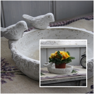 Betónové pítko pre vtáky s motívom ruží 18cm