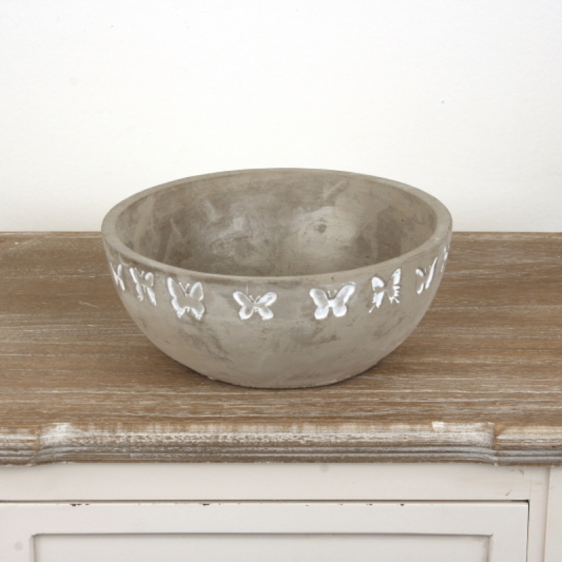 Betónový kvetináč s motýľmi 19,5cm