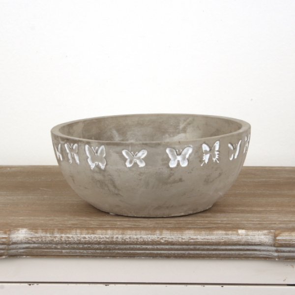 Betónový kvetináč s motýľmi 19,5cm