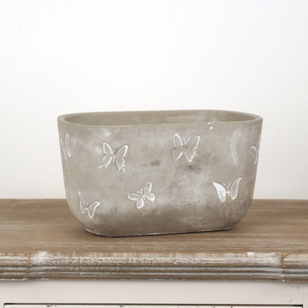 Betónový kvetináč s motýľmi 21,5cm
