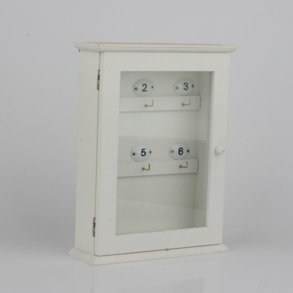 Biela drevená skrinka na kľúče 20x29x6cm