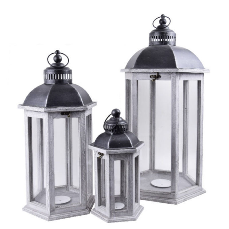 Biely lampáš 27x27x54cm