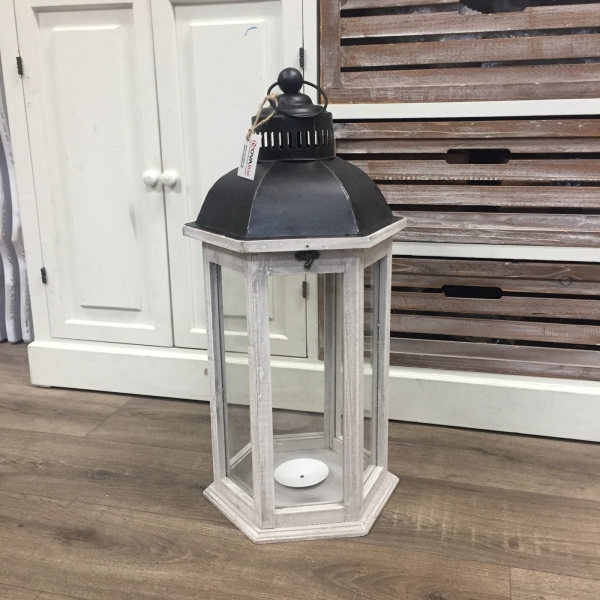 Biely lampáš 27x27x54cm