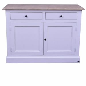 Biela vidiecka komoda 2 šuplíky + dvierka 129x132x48cm