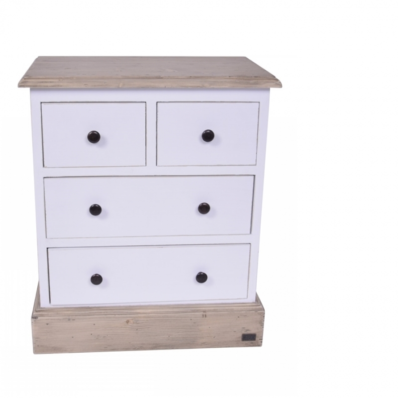 Biela vidiecka komoda s šuplíky 2 + 2 51x60x30cm