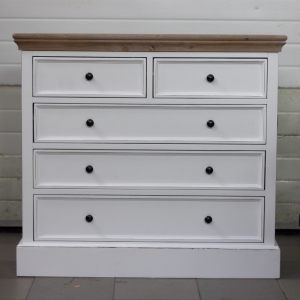 Biela vidiecka komoda s šuplíky 2 + 3 100x90x30cm