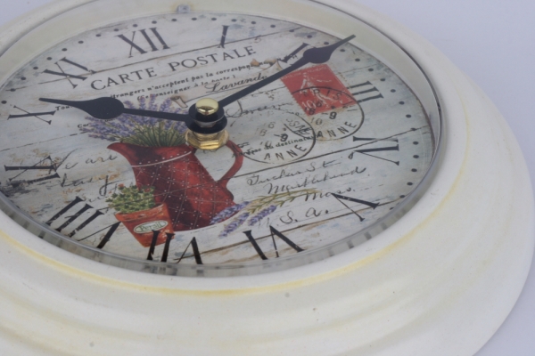 Biele nástenné hodiny s levanduľou 22cm