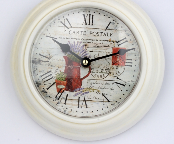 Biele nástenné hodiny s levanduľou 22cm