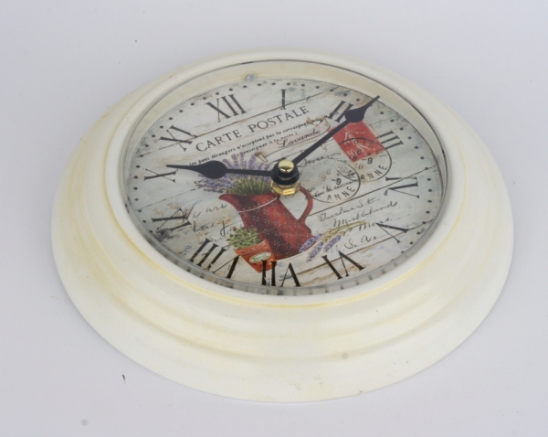 Biele nástenné hodiny s levanduľou 22cm