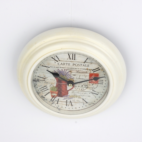 Biele nástenné hodiny s levanduľou 22cm