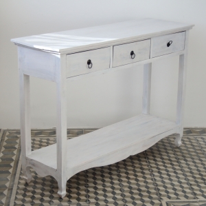 Biely konzolový stolík s šuplíky 85x120x40cm